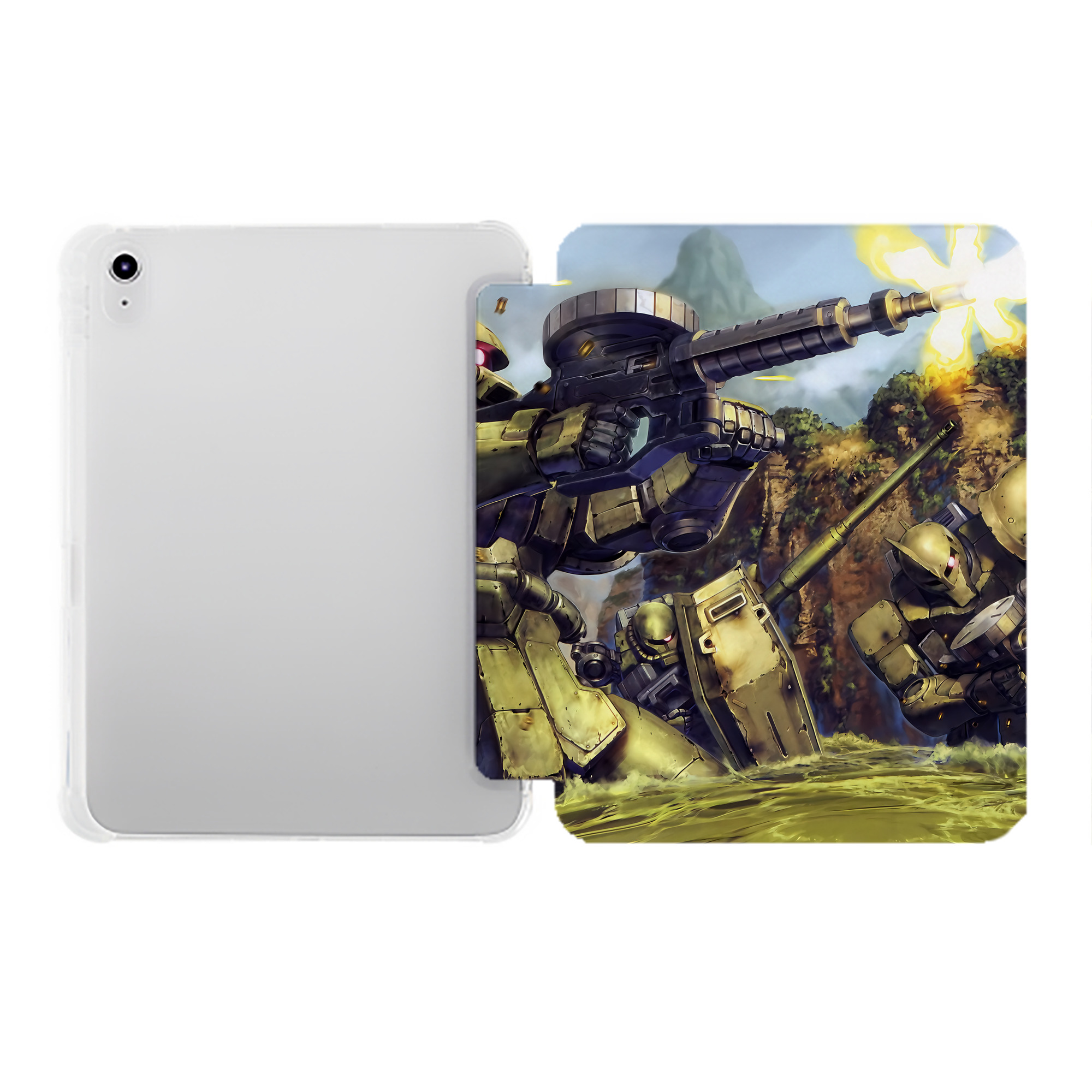 （画像用） 機動戦士ガンダム Mobile Suit Gundam IPad ケース ペン収納付き 三つ折りスタンド PUレザー×シリコン 対応機種9.5/10.5/10.9インチ